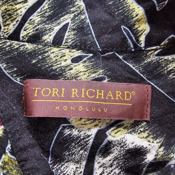 Tori Richard Hawaiian Shirt Mens Large Black Floral Summer Beach 100% Viscose - Picture 6 of 8
